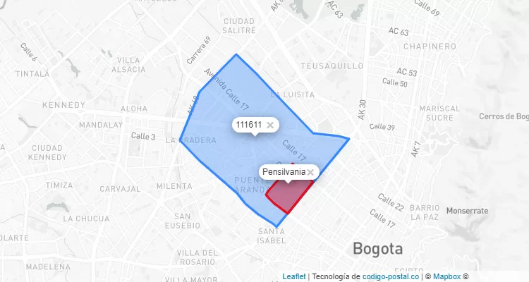 CEP Bairro Pensilvania em Puente Aranda, Bogotá