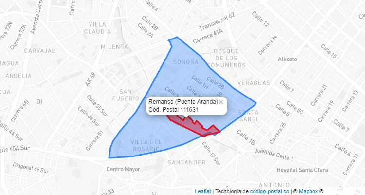 CEP Bairro Remanso em Puente Aranda, Bogotá