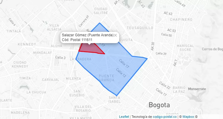 CEP Bairro Salazar Gómez em Puente Aranda, Bogotá