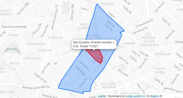 CEP Bairro San Eusebio em Puente Aranda, Bogotá