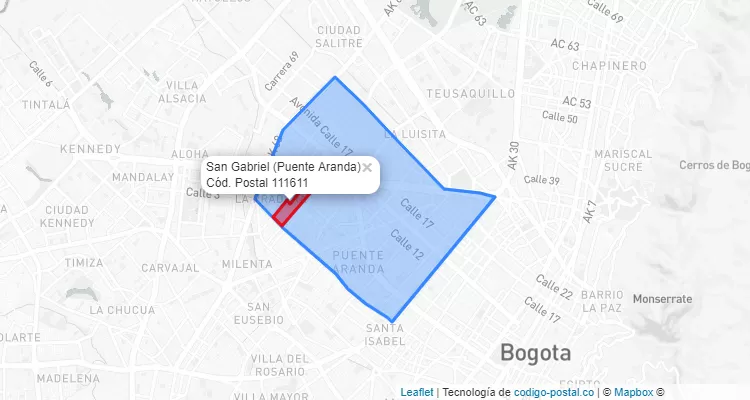 CEP Bairro San Gabriel em Puente Aranda, Bogotá