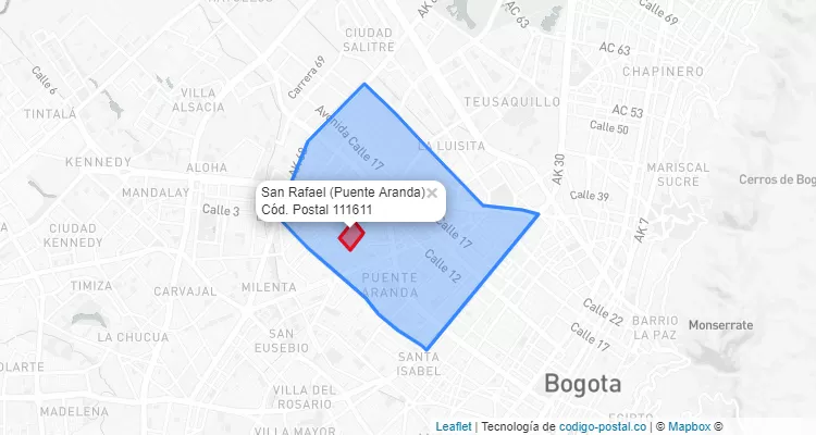 CEP Bairro San Rafael em Puente Aranda, Bogotá
