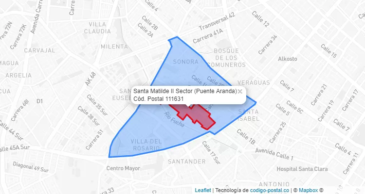 CEP Bairro Santa Matilde II Sector em Puente Aranda, Bogotá