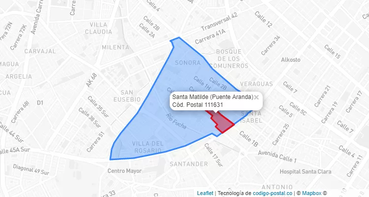 CEP Bairro Santa Matilde em Puente Aranda, Bogotá