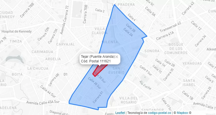 CEP Bairro Tejar em Puente Aranda, Bogotá