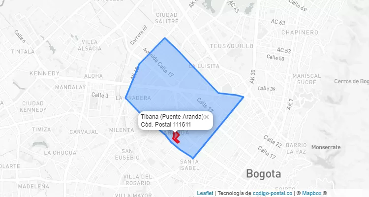 CEP Bairro Tibana em Puente Aranda, Bogotá