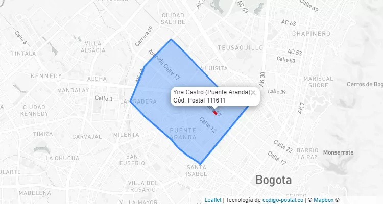 CEP Bairro Yira Castro em Puente Aranda, Bogotá