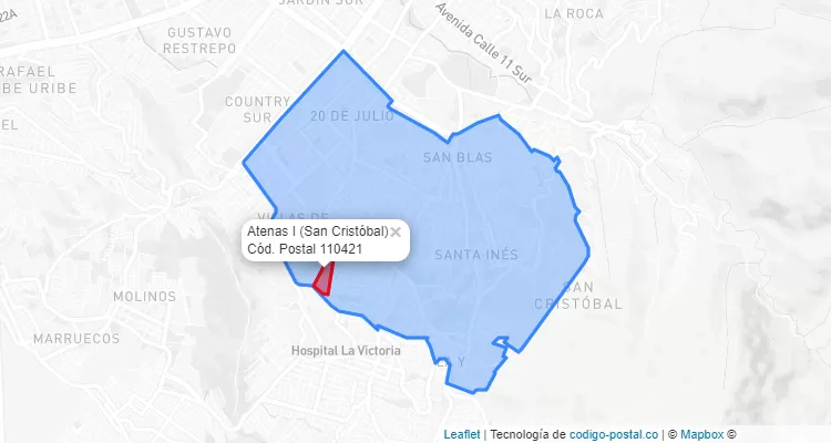 Código Postal Barrio Atenas I en San Cristóbal, Bogotá