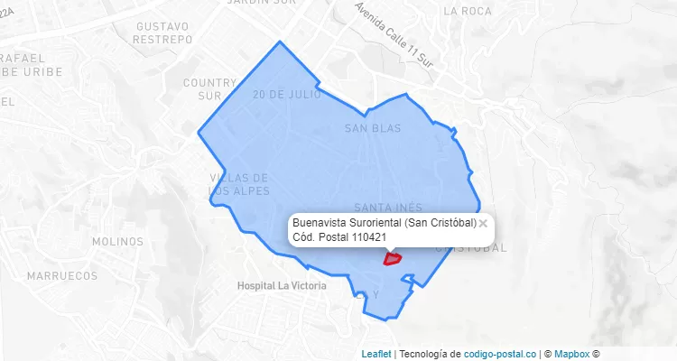 Código Postal Barrio Buenavista Suroriental en San Cristóbal, Bogotá