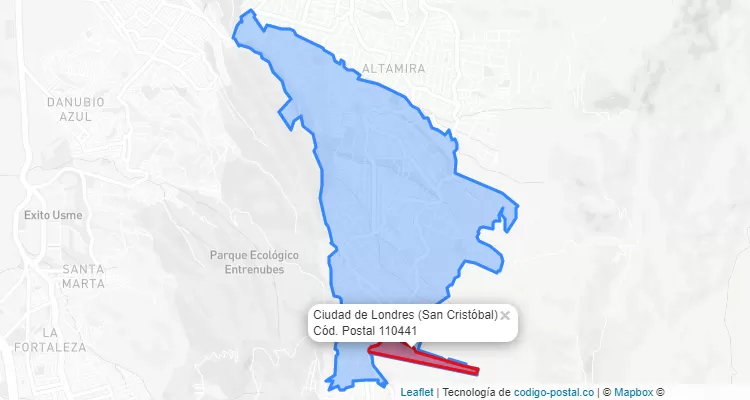 Código Postal Barrio Ciudad de Londres en San Cristóbal, Bogotá
