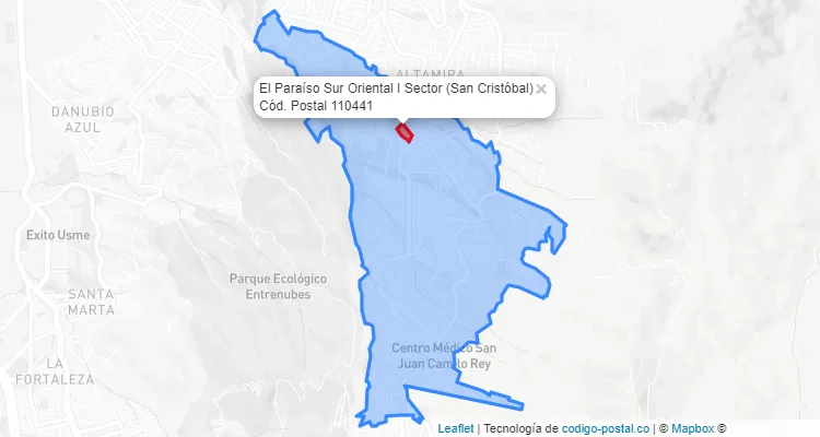 Código Postal Barrio El Paraíso Sur Oriental I Sector en San Cristóbal, Bogotá