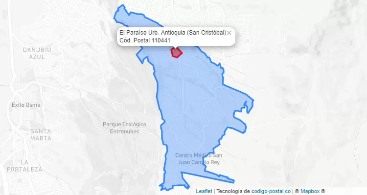 Código Postal Barrio El Paraíso Urb. Antioquia en San Cristóbal, Bogotá