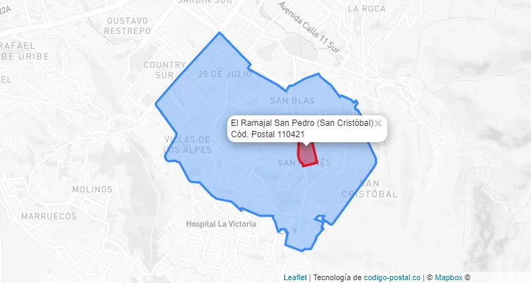 Código Postal Barrio El Ramajal San Pedro en San Cristóbal, Bogotá