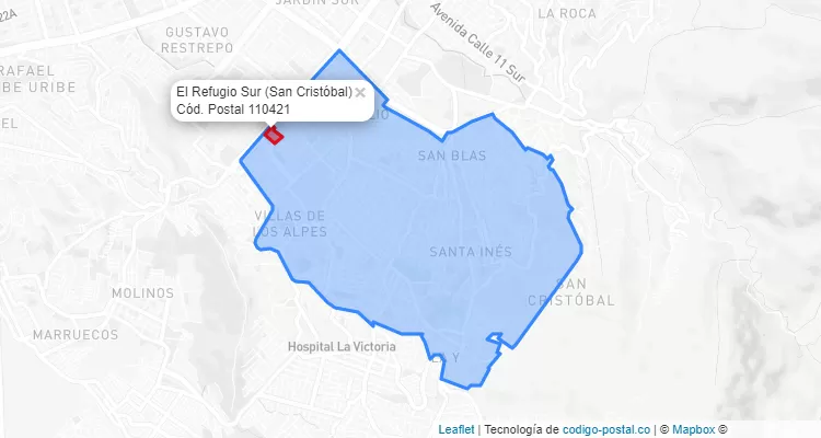 CEP Bairro El Refugio Sur em San Cristóbal, Bogotá