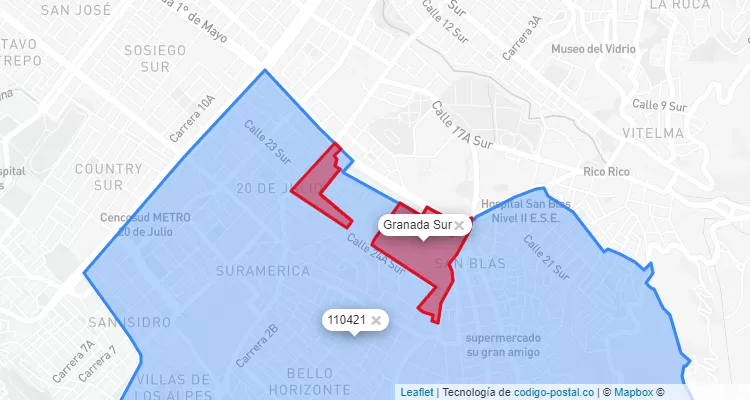 CEP Bairro Granada Sur em San Cristóbal, Bogotá