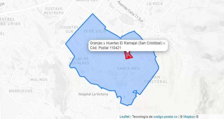 Código Postal Barrio Granjas y Huertas El Ramajal en San Cristóbal, Bogotá
