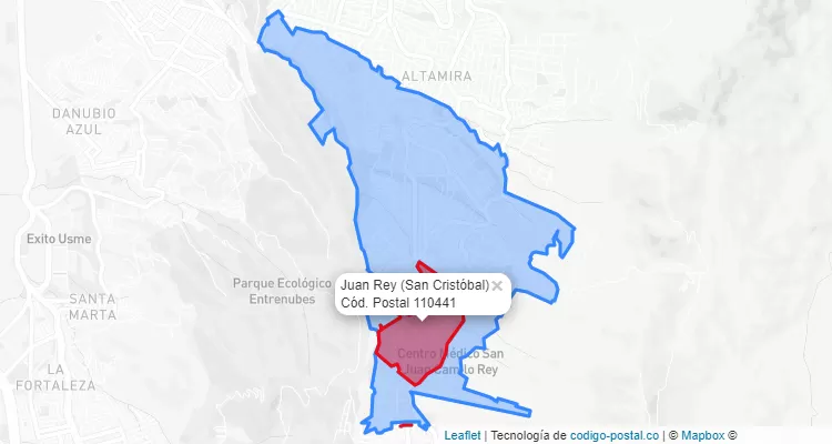 ZIP Code Locality Juan Rey in San Cristóbal, Bogotá