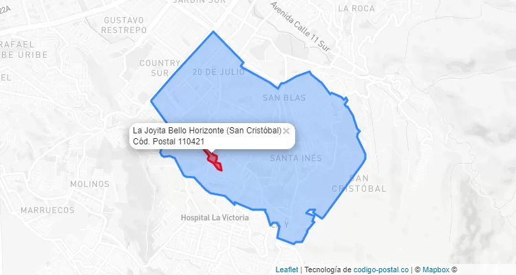 Código Postal Barrio La Joyita Bello Horizonte en San Cristóbal, Bogotá