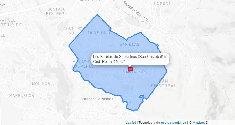 Código Postal Barrio Los Faroles de Santa Inés en San Cristóbal, Bogotá