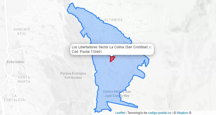 Código Postal Barrio Los Libertadores Sector La Colina en San Cristóbal, Bogotá