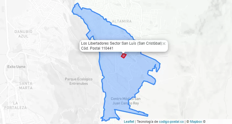 Código Postal Barrio Los Libertadores Sector San Luís en San Cristóbal, Bogotá