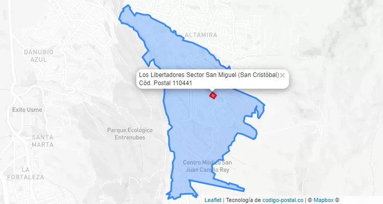 ZIP Code Locality Los Libertadores Sector San Miguel in San Cristóbal, Bogotá
