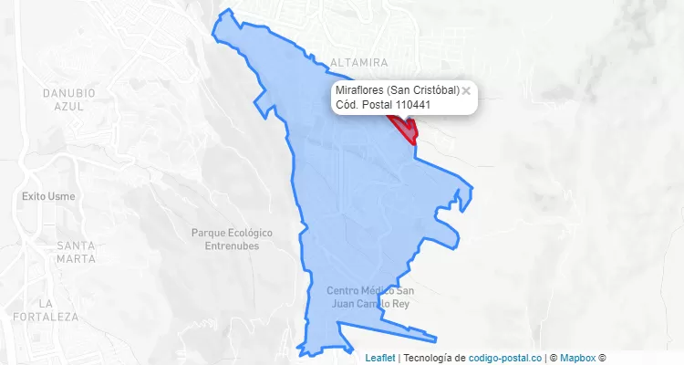 ZIP Code Locality Miraflores  in San Cristóbal, Bogotá