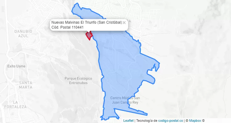 Código Postal Barrio Nuevas Malvinas El Triunfo en San Cristóbal, Bogotá