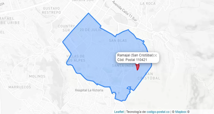 ZIP Code Locality Ramajal in San Cristóbal, Bogotá