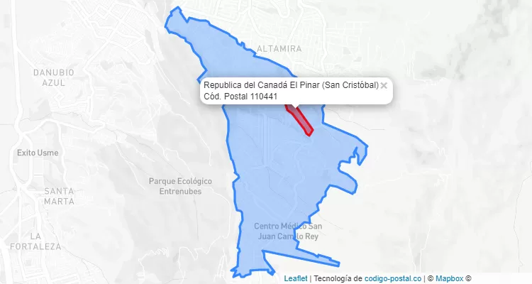 Código Postal Barrio Republica del Canadá El Pinar en San Cristóbal, Bogotá