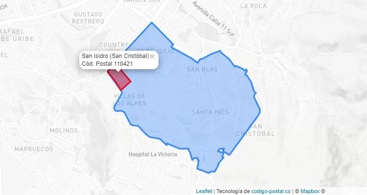 Código Postal Barrio San Isidro en San Cristóbal, Bogotá