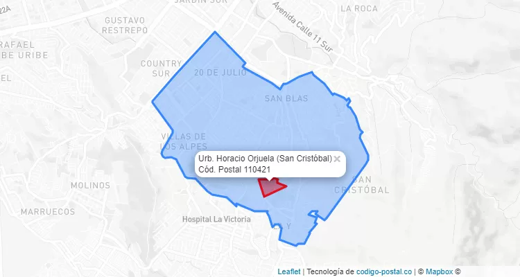 Código Postal Barrio Urb. Horacio Orjuela en San Cristóbal, Bogotá