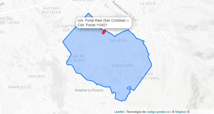 Código Postal Barrio Urb. Portal Real en San Cristóbal, Bogotá