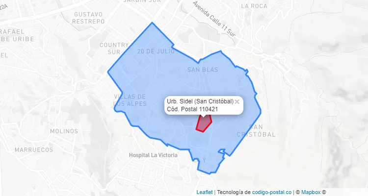 CEP Bairro Urb. Sidel em San Cristóbal, Bogotá