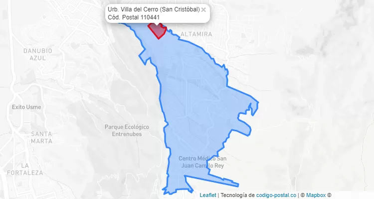 Código Postal Barrio Urb. Villa del Cerro en San Cristóbal, Bogotá