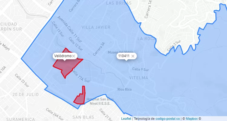 CEP Bairro Velódromo em San Cristóbal, Bogotá