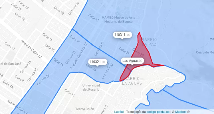 CEP Bairro Las Aguas em Santa Fe, Bogotá