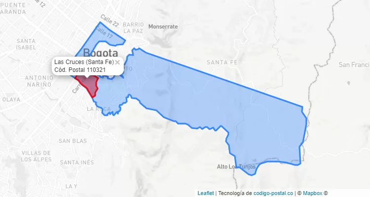 ZIP Code Locality Las Cruces in Santa Fe, Bogotá