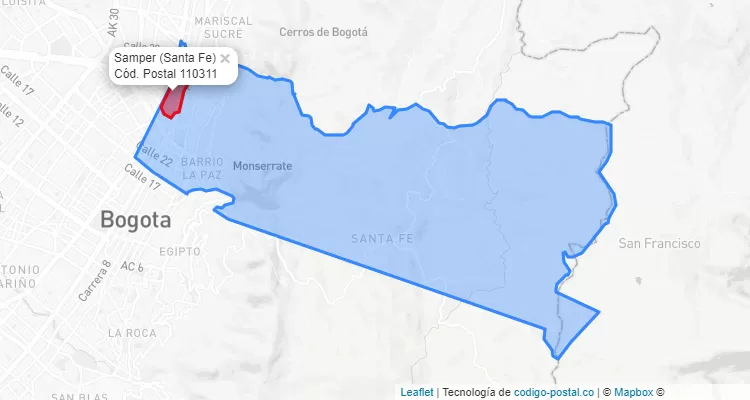 ZIP Code Locality Samper in Santa Fe, Bogotá