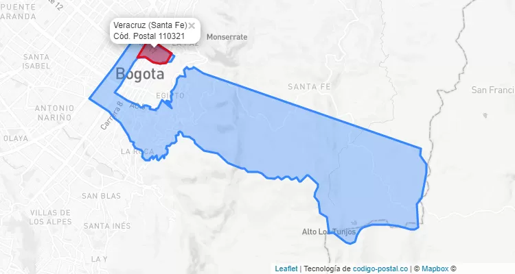 ZIP Code Locality Veracruz in Santa Fe, Bogotá