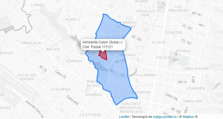 ZIP Code Locality Almirante Colon in Suba, Bogotá