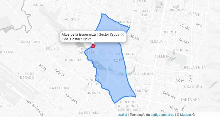 CEP Bairro Altos de la Esperanza I Sector em Suba, Bogotá