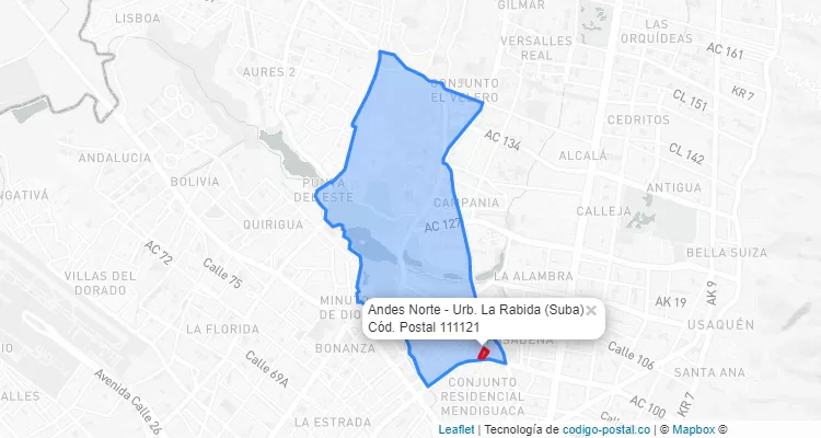 ZIP Code Locality Andes Norte - Urb. La Rabida in Suba, Bogotá