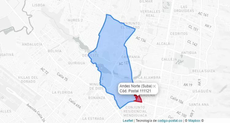 ZIP Code Locality Andes Norte in Suba, Bogotá