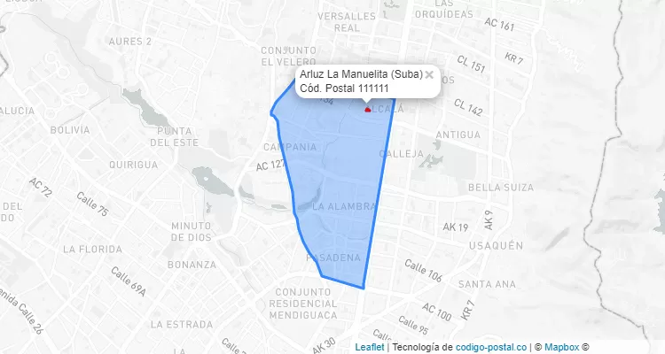 CEP Bairro Arluz La Manuelita em Suba, Bogotá