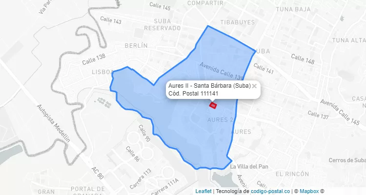 CEP Bairro Aures II - Santa Bárbara em Suba, Bogotá