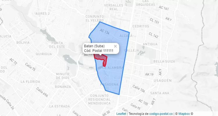 ZIP Code Locality Batan in Suba, Bogotá
