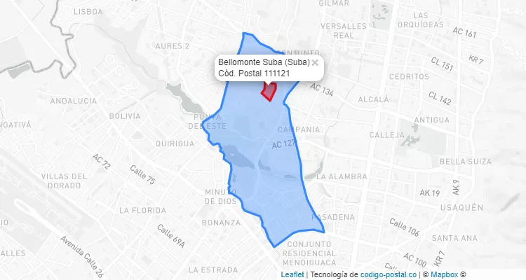 ZIP Code Locality Bellomonte Suba in Suba, Bogotá