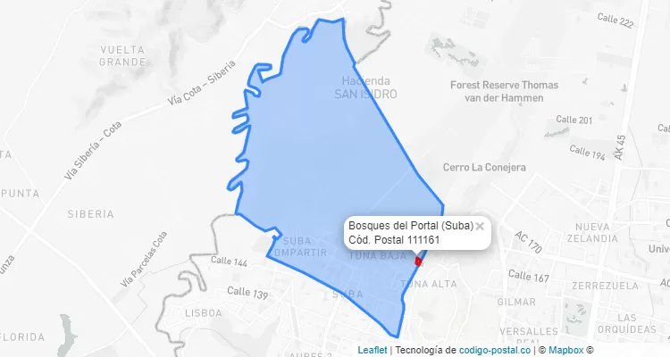 CEP Bairro Bosques del Portal em Suba, Bogotá