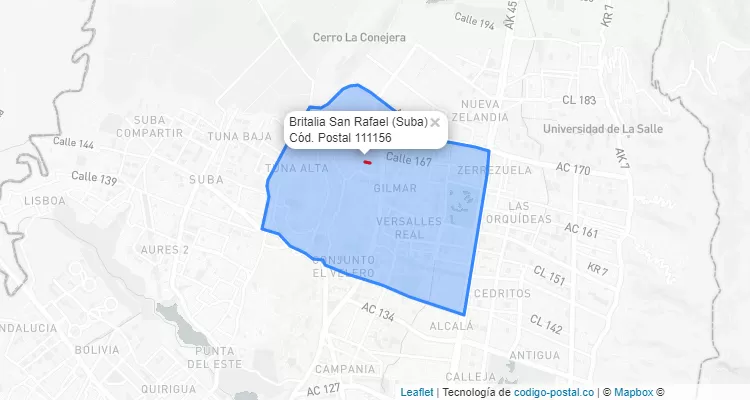 CEP Bairro Britalia San Rafael em Suba, Bogotá